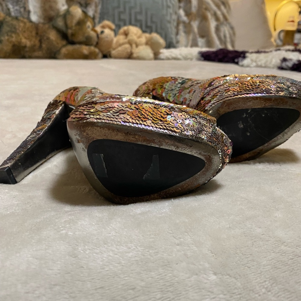 Size 38.5 Miu Miu Sequin Platform Shoe - image 6